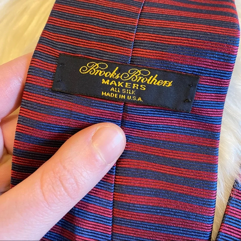 Brooks Brother blue & red stripped 100% silk tie